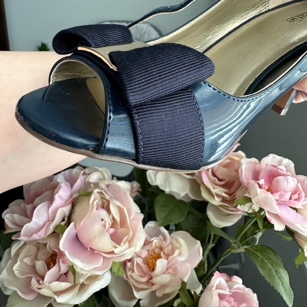 Kelly & Katie navy patent high heel shoes .